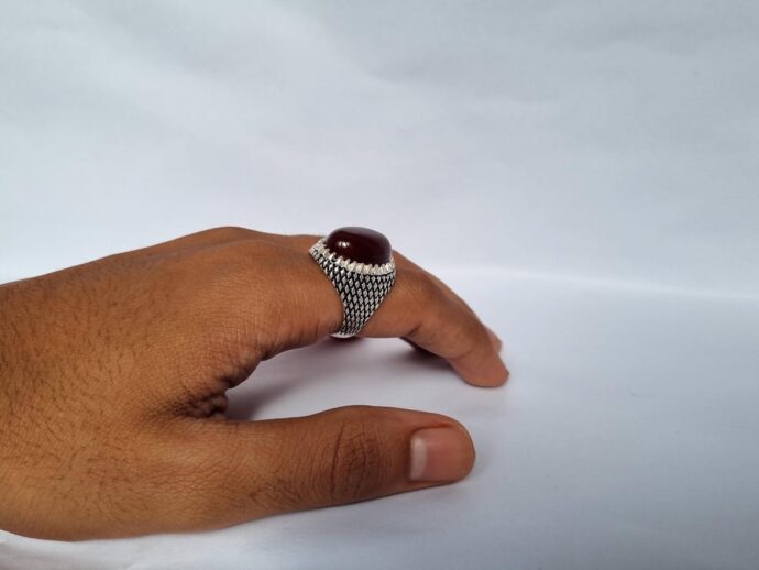 ⁦خاتم إشراقة الروح عقيق أحمر طبيعي⁩ - الصورة ⁦6⁩